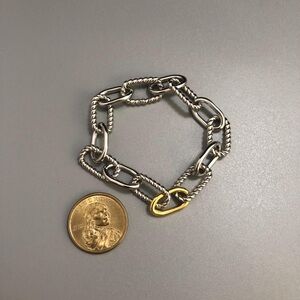 DY Madison Chain Bracelet Sterling Silver with 18K Yellow Gold, 19cm